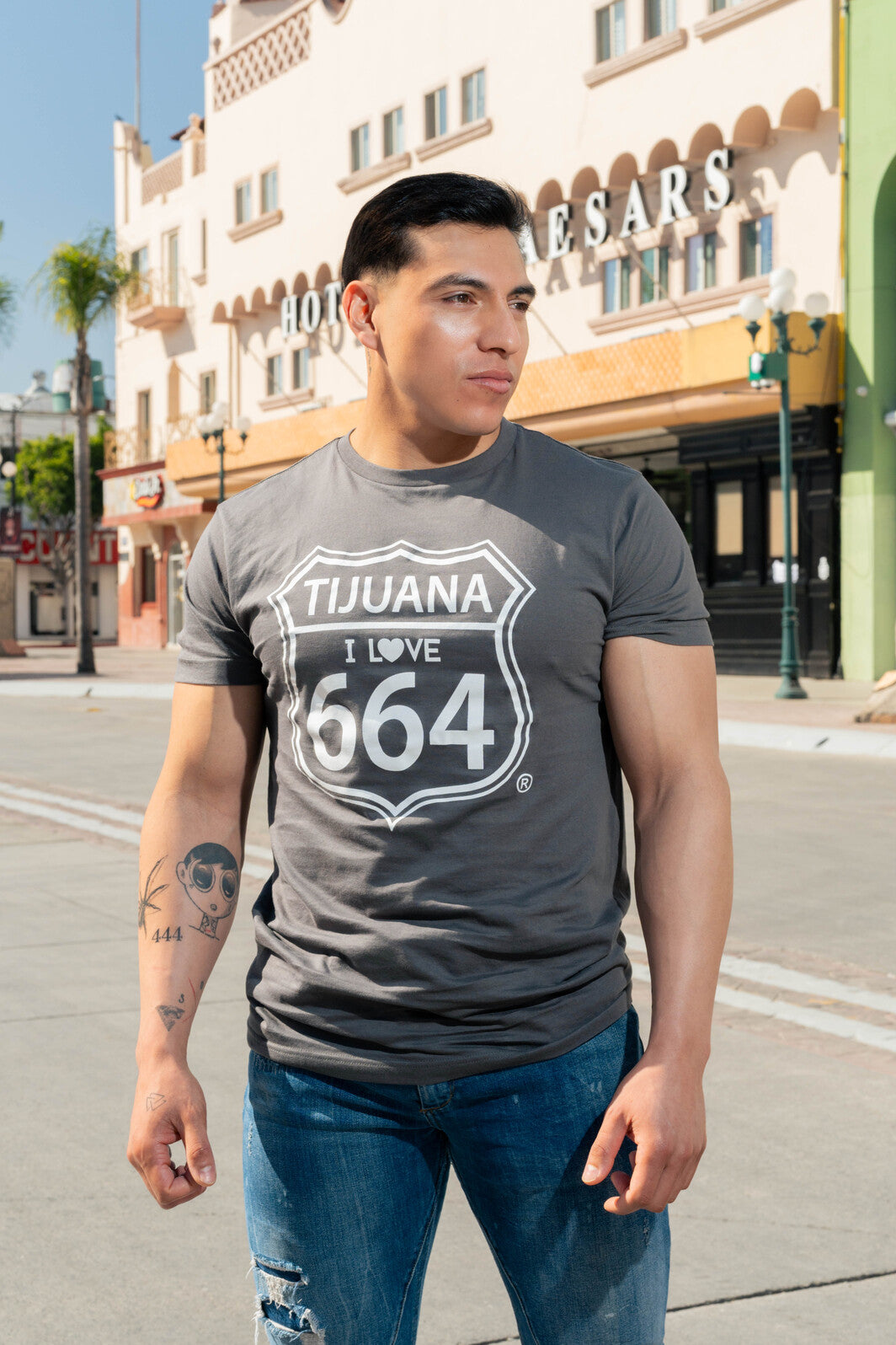 PLAYERA HOMBRE TIJUANA 664 GRIS – I Love 664 Tijuana