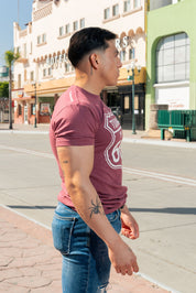 PLAYERA HOMBRE TIJUANA 664 - GUINDA JASPEADO