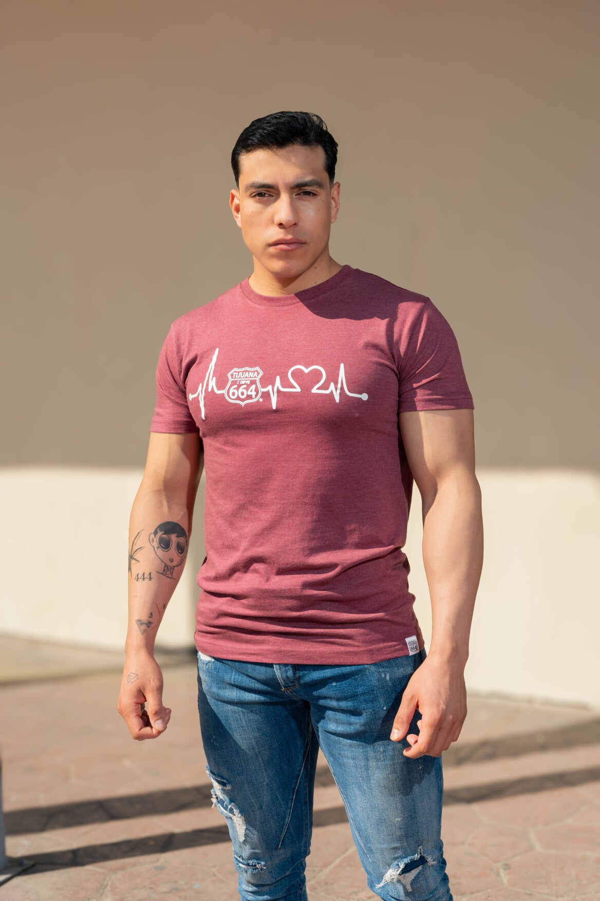 PLAYERA HOMBRE CARDIO - GUINDA