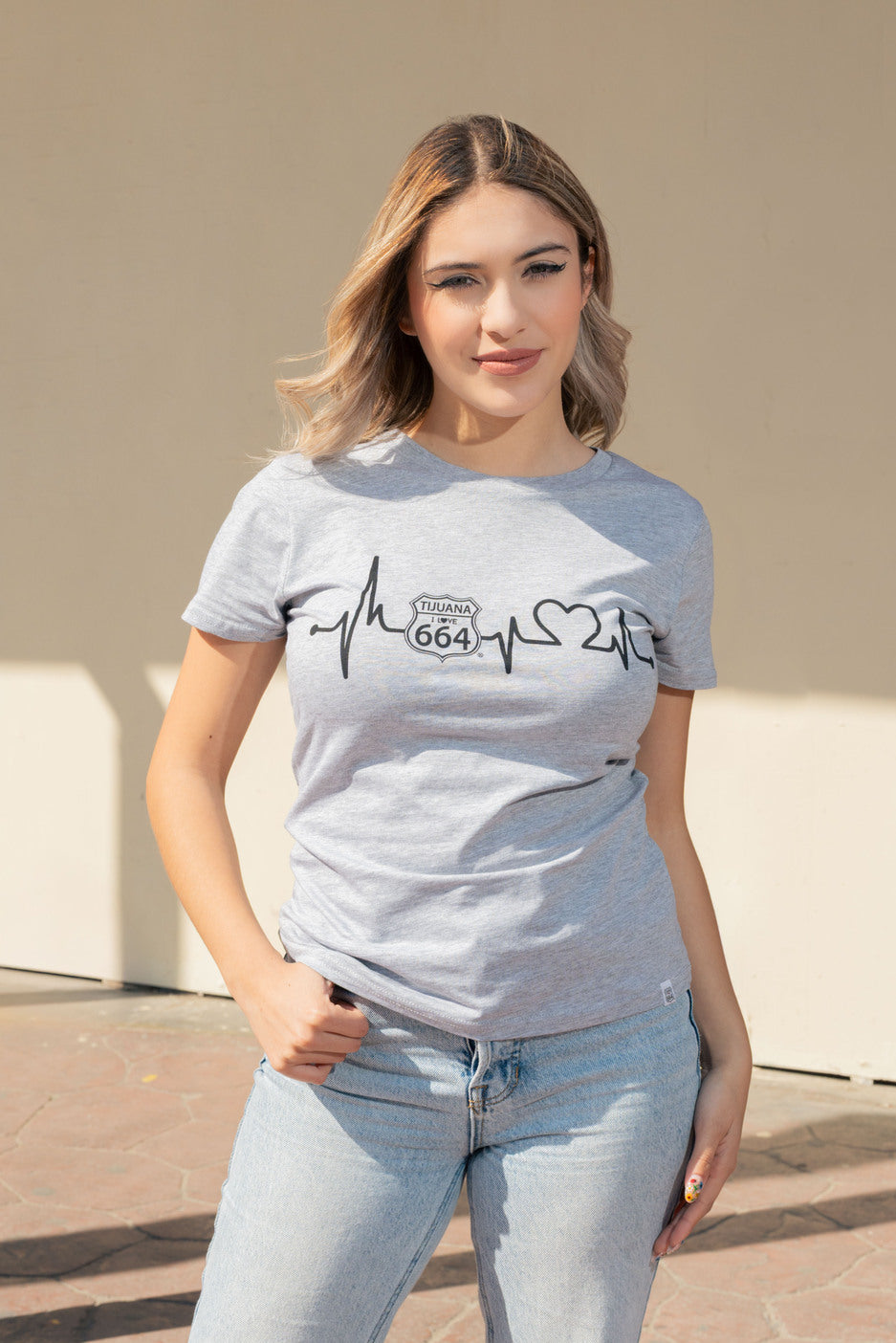 PLAYERA MUJER CARDIO - GRIS