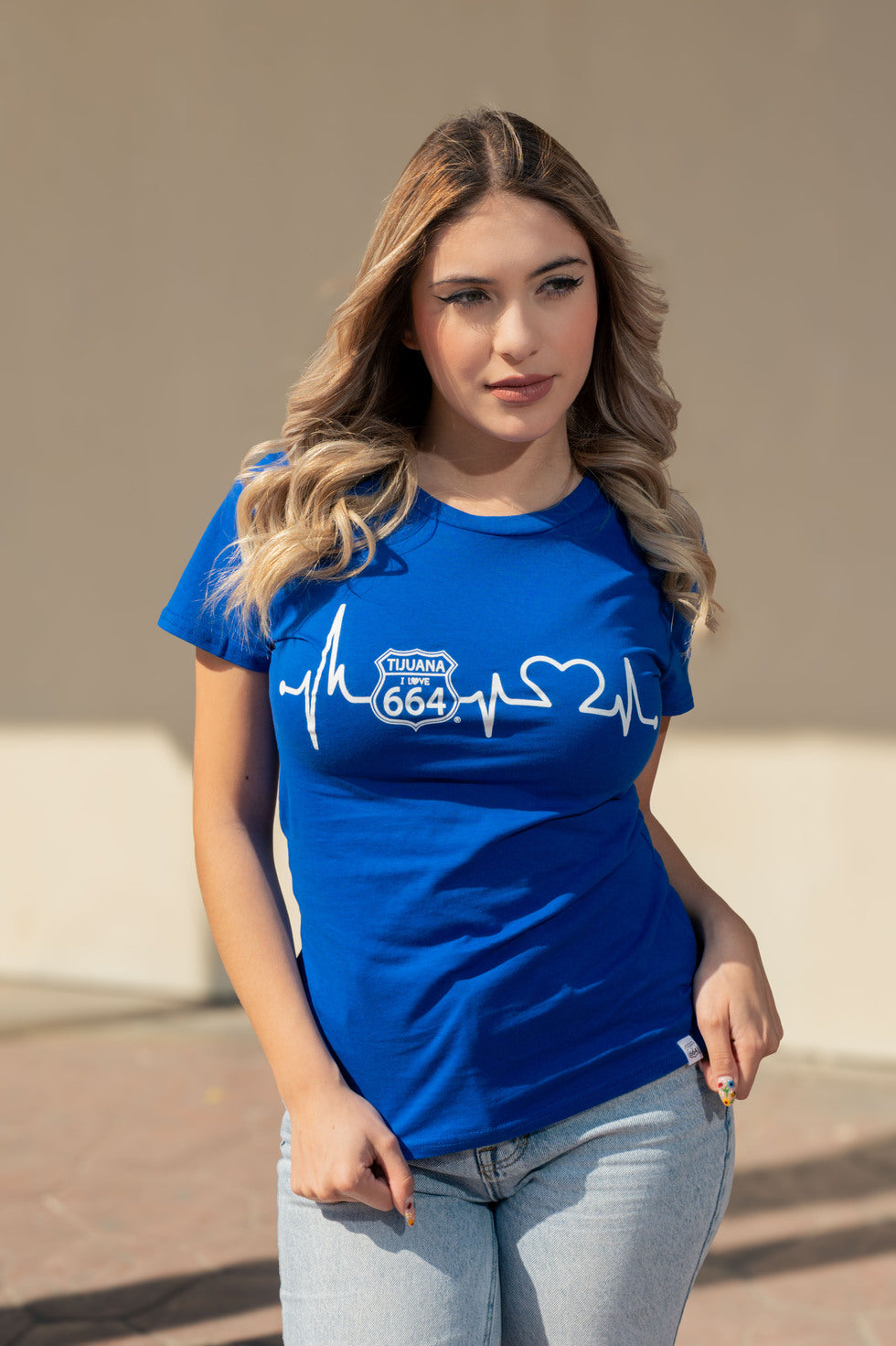 PLAYERA MUJER  CARDIO - AZUL REY