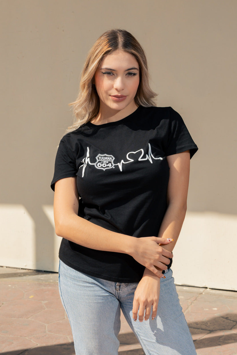 PLAYERA MUJER CARDIO - NEGRO
