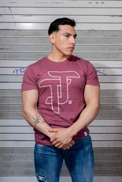 PLAYERA HOMBRE TJ - GUINDA JASPIADO