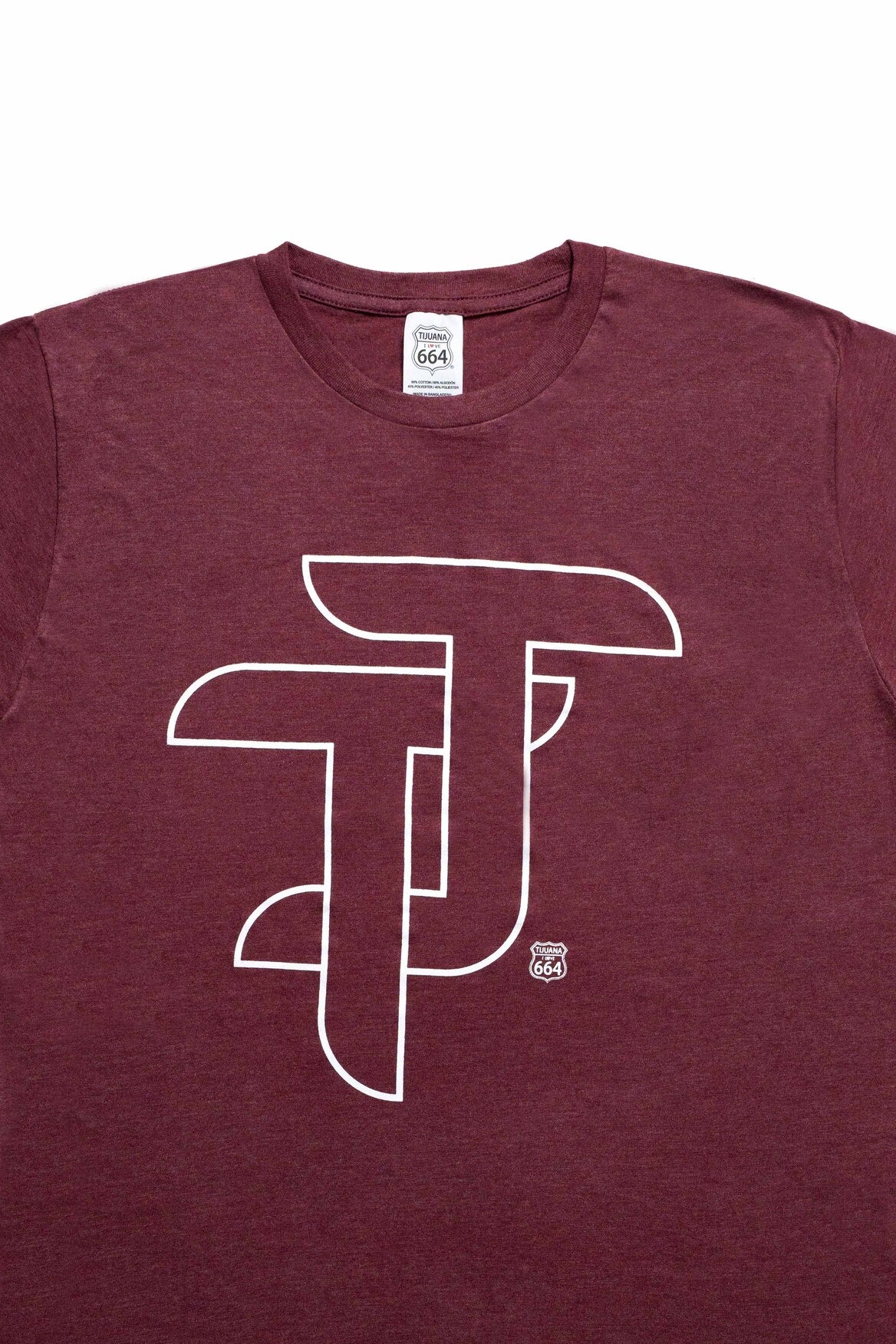 PLAYERA HOMBRE TJ - GUINDA JASPIADO
