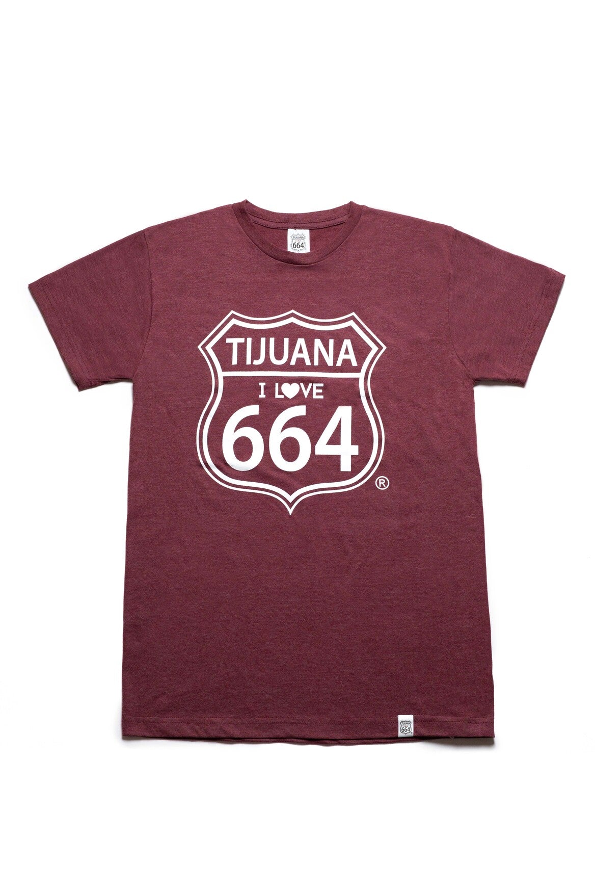 PLAYERA HOMBRE TIJUANA 664 - GUINDA JASPEADO
