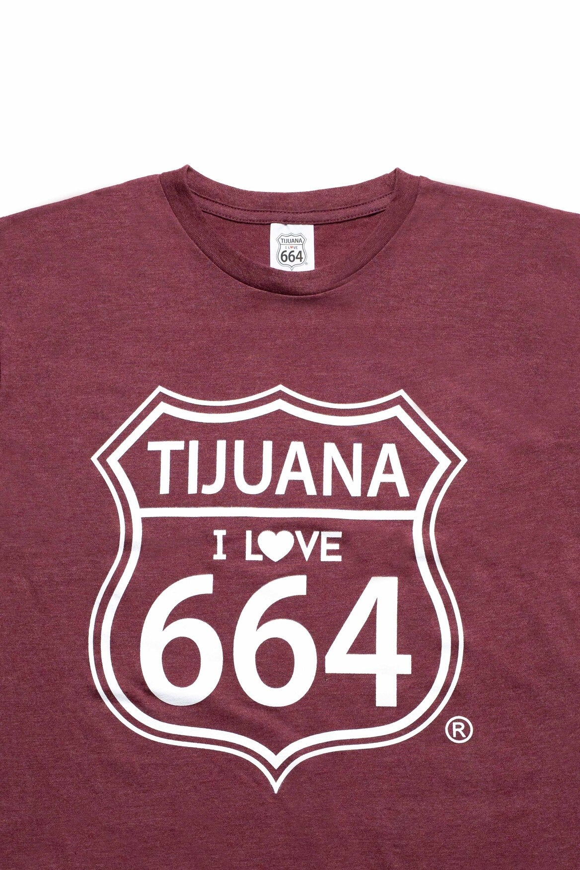 PLAYERA HOMBRE TIJUANA 664 - GUINDA JASPEADO