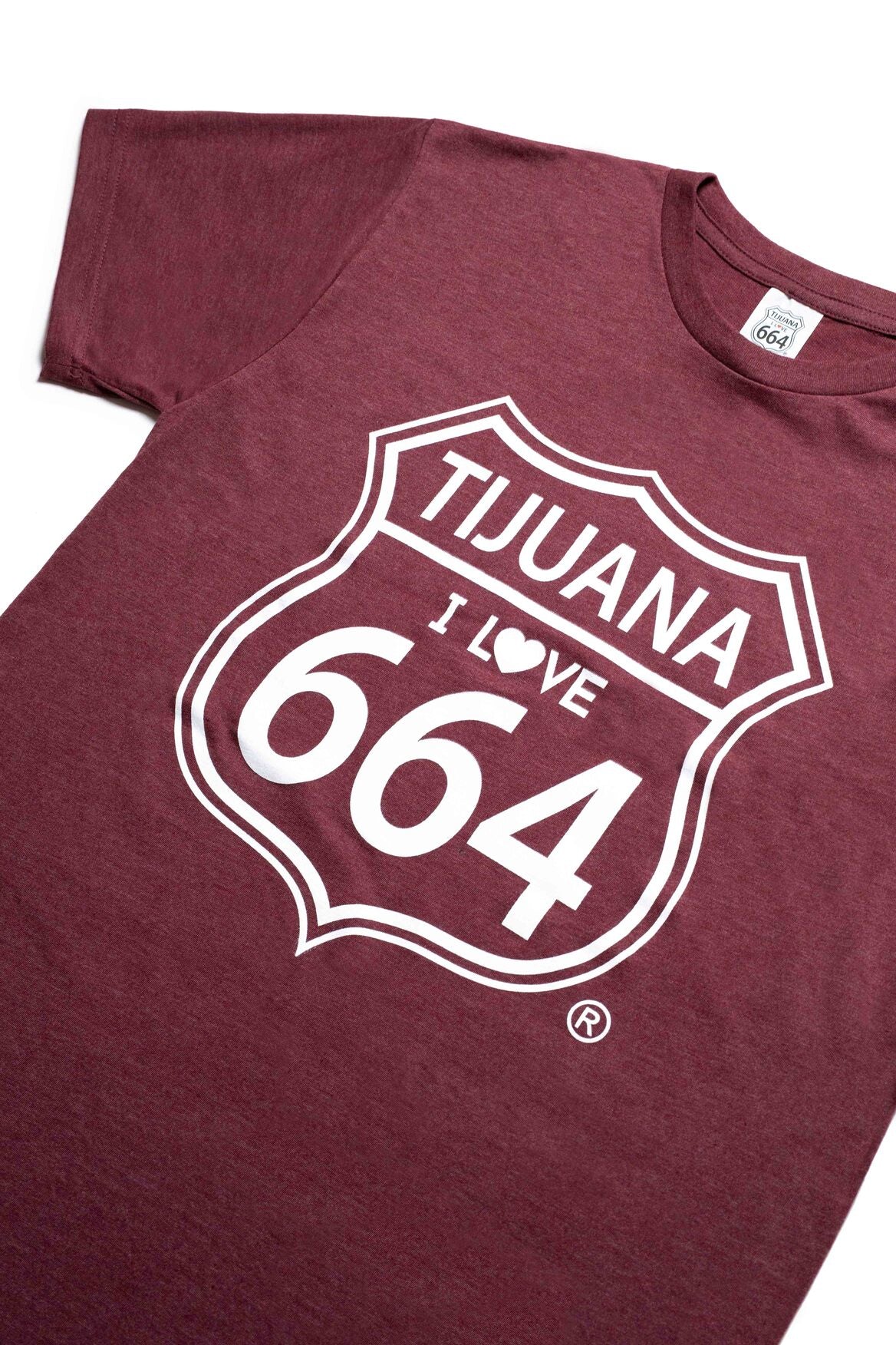 PLAYERA HOMBRE TIJUANA 664 - GUINDA JASPEADO